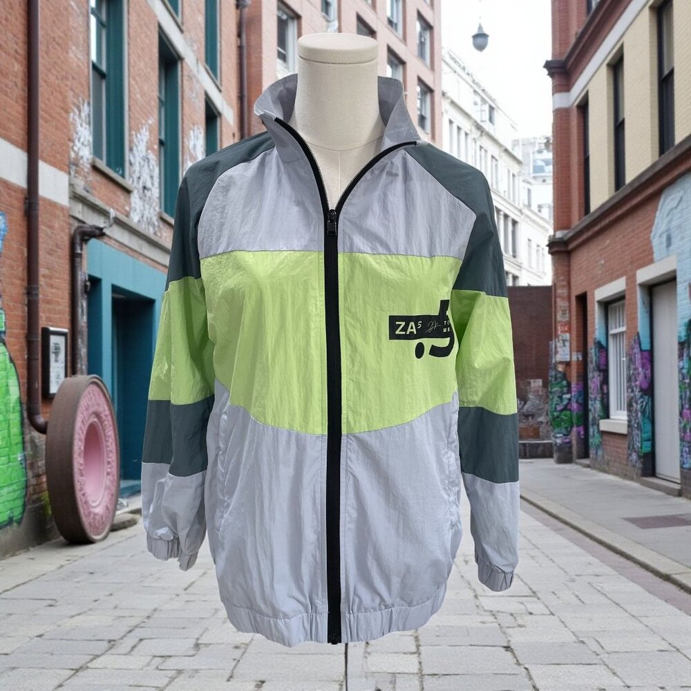Zara Kids Windbreaker Jacket Colorblock Neon Retro Y2K Streetwear Size‎ 11 12